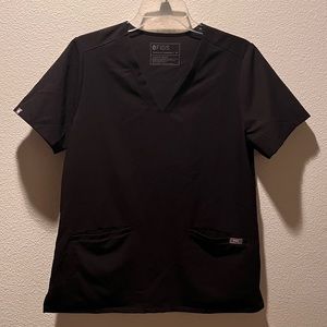 Black Casma™ Three-Pocket Scrub Top